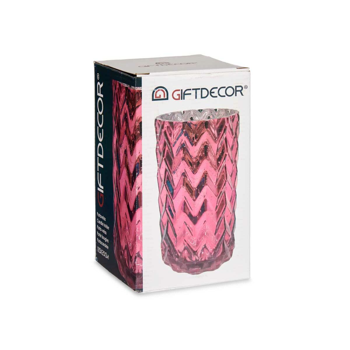 Vase Pink Engraving Ear (of wheat) Crystal (11,3 x 19,5 x 11,3 cm)